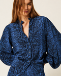 ΠΟΥΚΑΜΙΣΟ CREPE DE CHINE ΜΕ ΤΥΠΩΜΑ PYTHON (BLUE) TWINSET