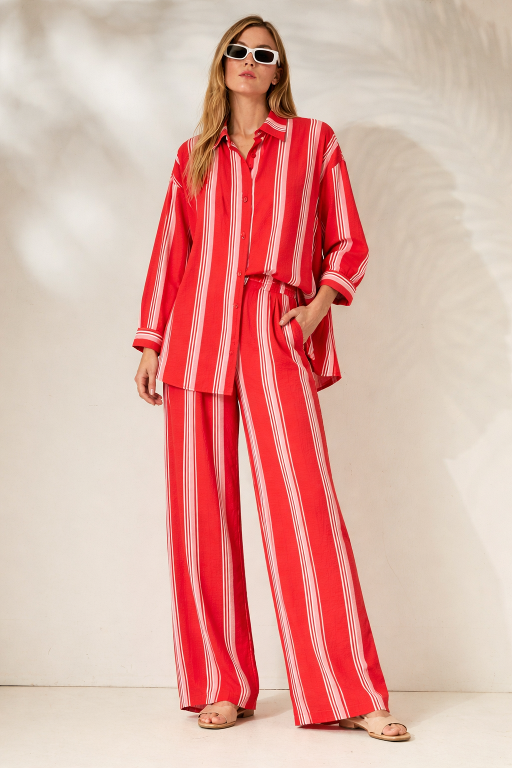 'DIMITRA' ΡΙΓΕ OVERSIZED ΠΟΥΚΑΜΙΣΟ (RED/PINK) MAMOUSH