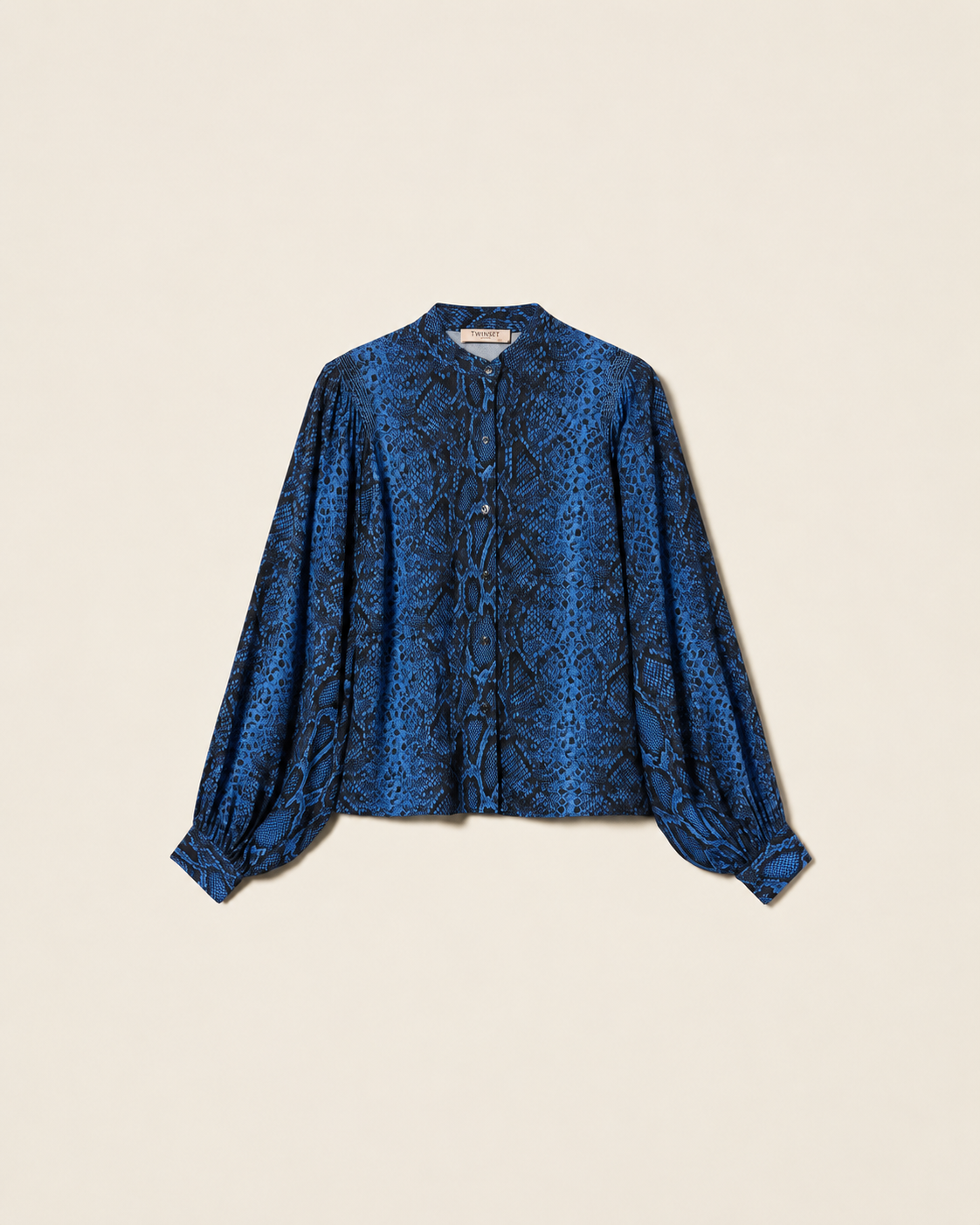 ΠΟΥΚΑΜΙΣΟ CREPE DE CHINE ΜΕ ΤΥΠΩΜΑ PYTHON (BLUE) TWINSET