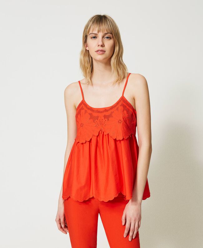 ΜΠΛΟΥΖΑ ΠΟΠΛΙΝΑ ΜΕ BRODERIE ANGLAISE TWINSET