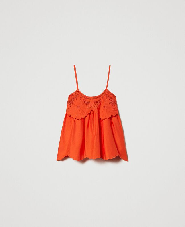 ΜΠΛΟΥΖΑ ΠΟΠΛΙΝΑ ΜΕ BRODERIE ANGLAISE TWINSET