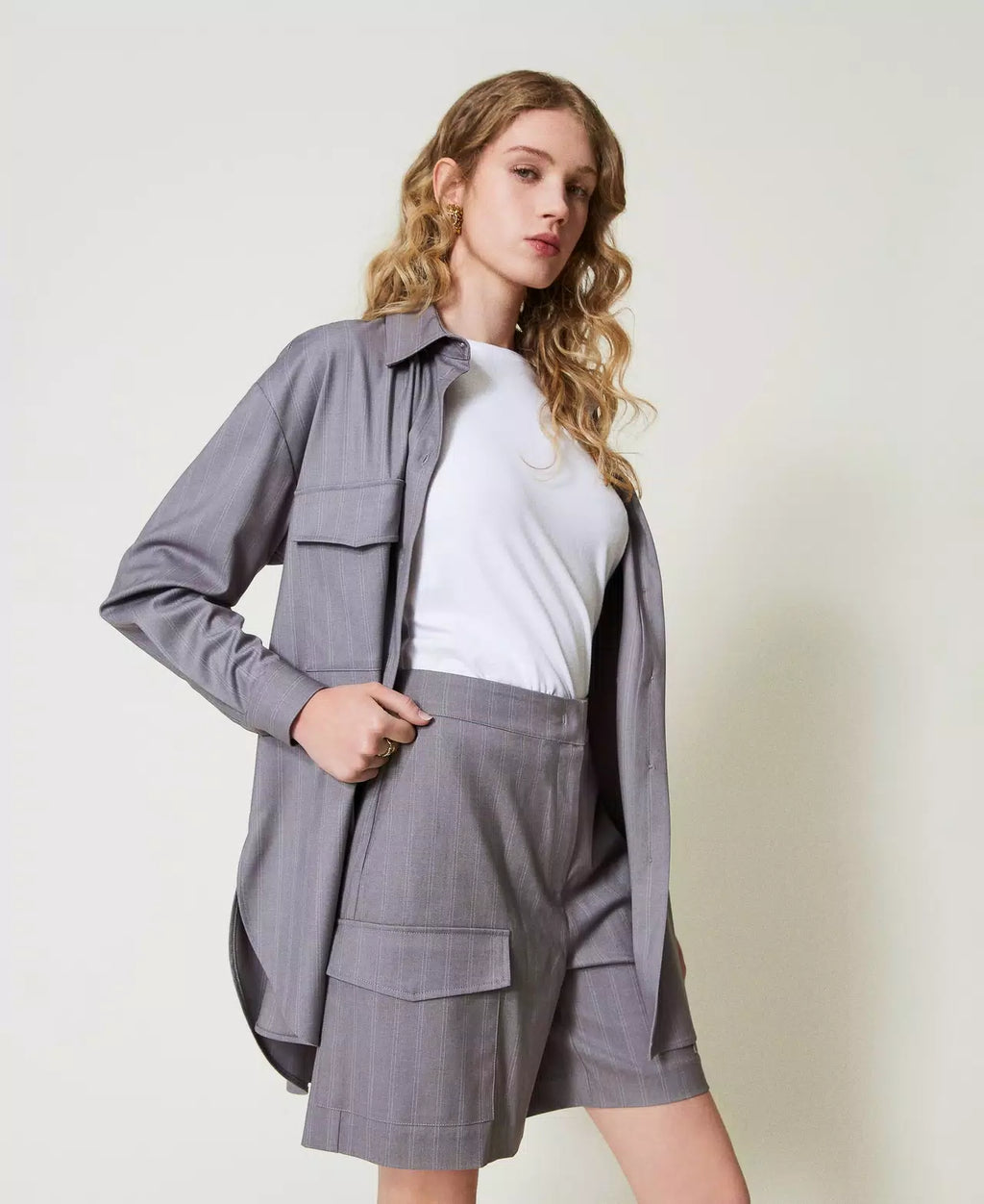 ΒΕΡΜΟΥΔΑ PINSTRIPE ΜΕ ΤΣΕΠΕΣ TWINSET