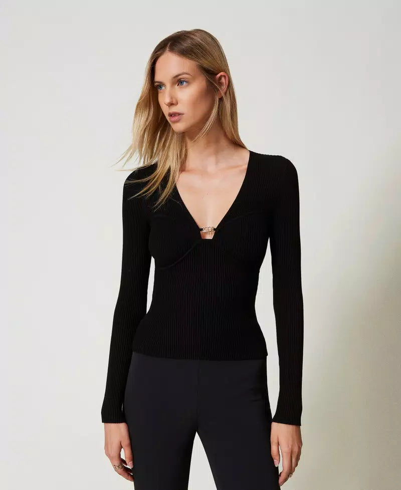 ΠΛΕΚΤΗ ΜΠΛΟΥΖΑ (BLACK) TWINSET