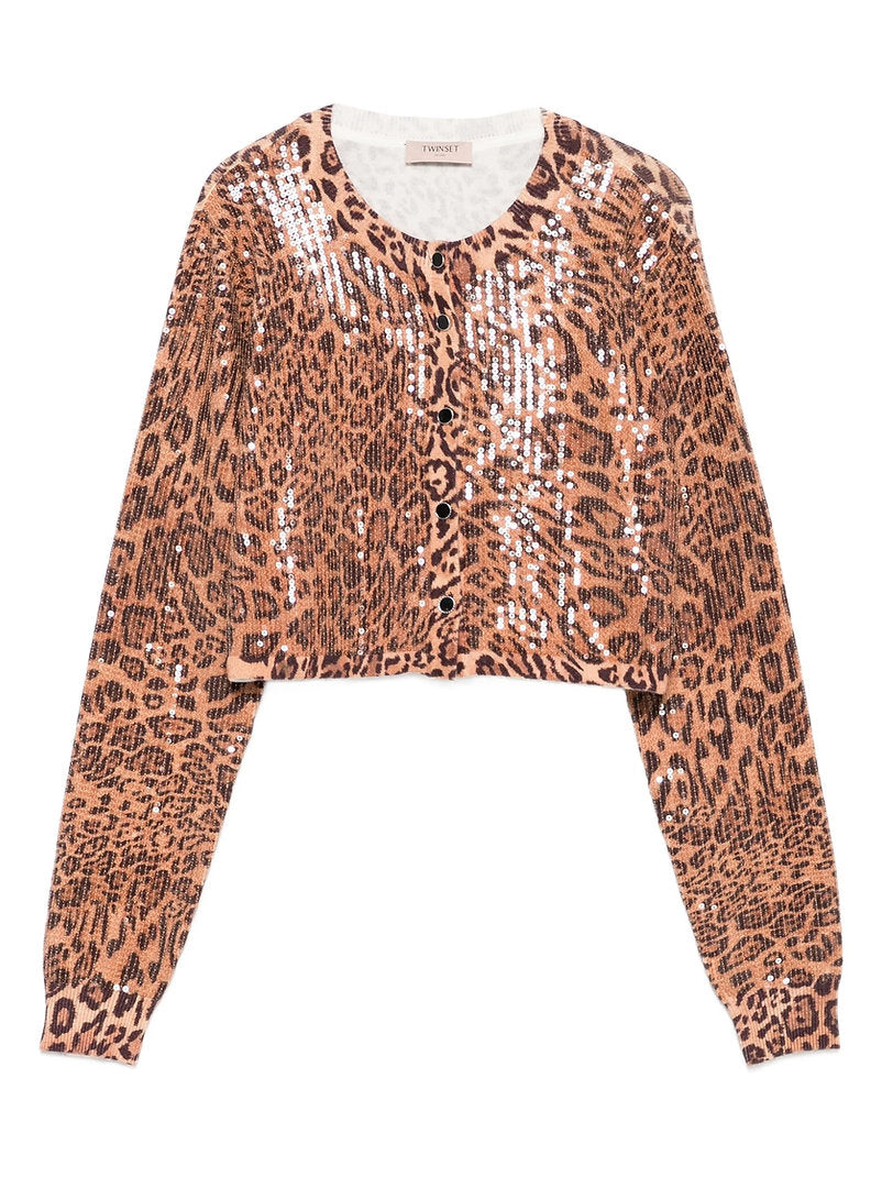ΠΛΕΚΤΗ ΖΑΚΕΤΑ ΜΕ ΠΑΓΙΕΤΕΣ ANIMAL PRINT TWINSET