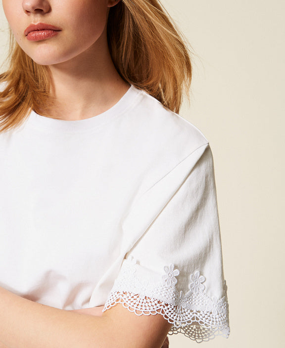 ΒΑΜΒΑΚΕΡΗ ΜΠΛΟΥΖΑ ΜΕ ΔΑΝΤΕΛΑ (WHITE) TWINSET