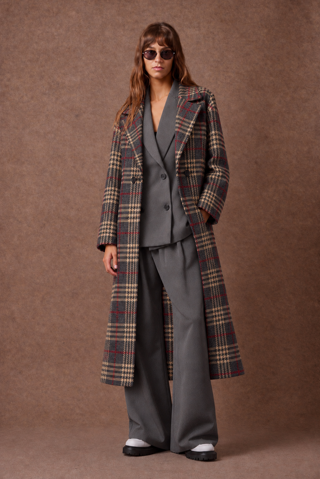 'ΜΥΡΤΟ' OVERSIZED ΚΑΡΟ ΠΑΛΤΟ (GRAY PLAID) MAMOUSH