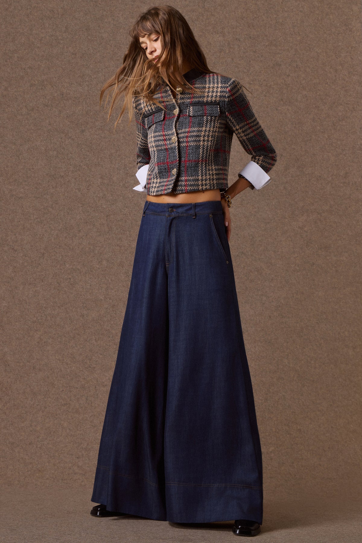 'ALEXIA' ΚΟΝΤΟ ΚΑΡΟ ΣΑΚΑΚΙ (GRAY PLAID)  MAMOUSH
