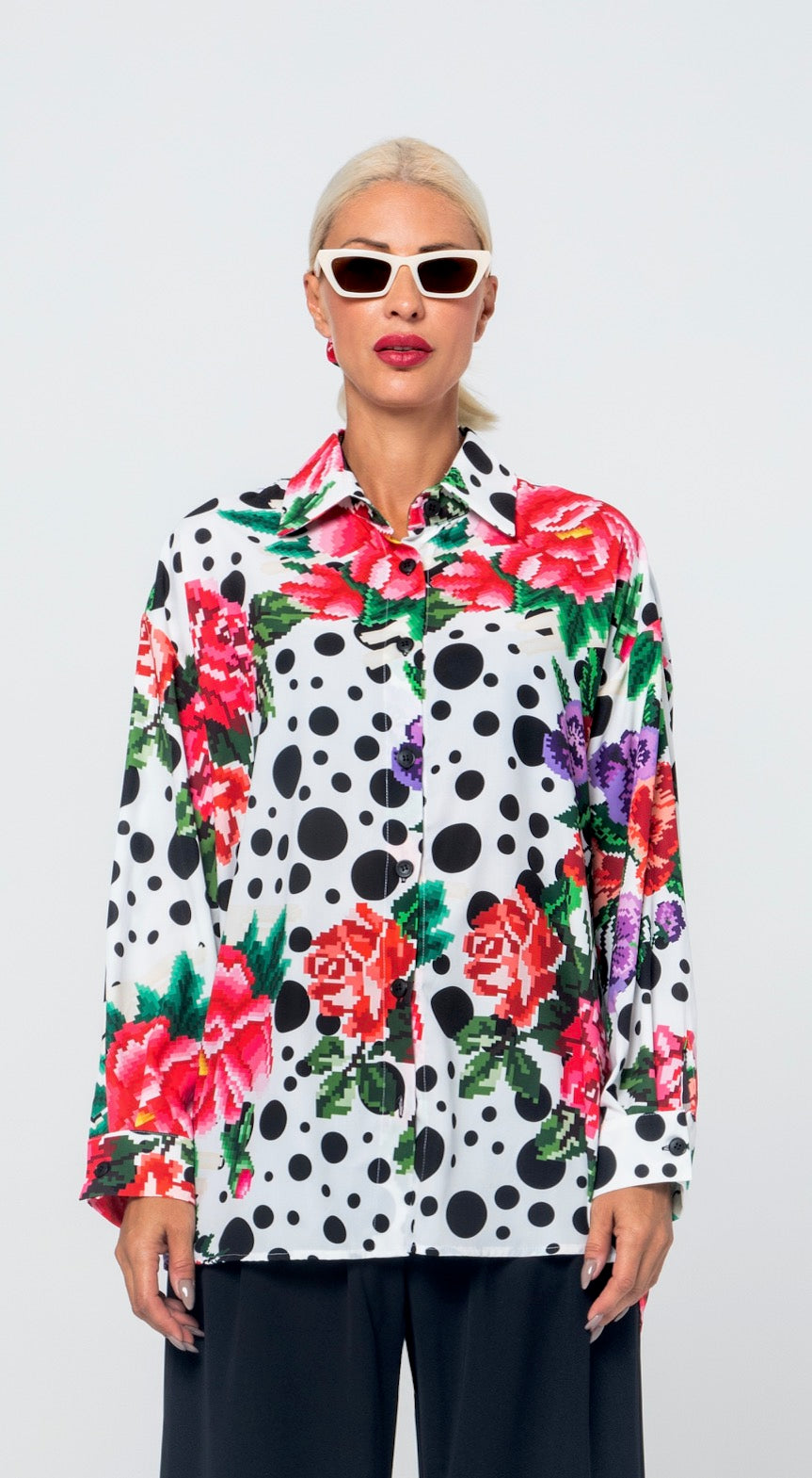 SOFI OVERSIZED ΠΟΥΚΑΜΙΣΟ (WHITE/POLKA DOT) MAMOUSH