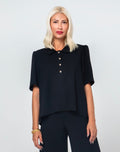 NORA ΜΠΛΟΥΖΑ ΜΕ ΧΡΥΣΑ ΚΟΥΜΠΙΑ (BLACK) MAMOUSH