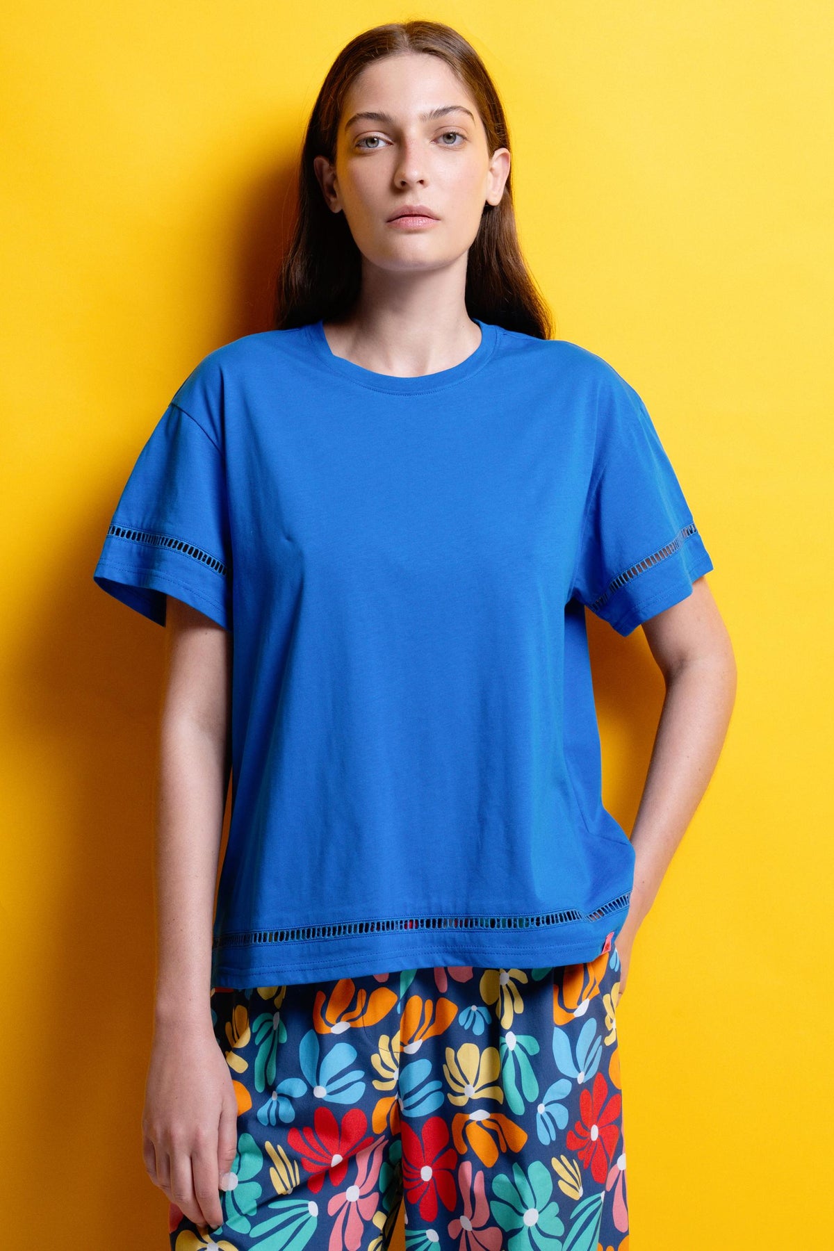 'ALORA' T-SHIRT ΜΟΝΟΧΡΩΜΑ (BLUE) MAMOUSH