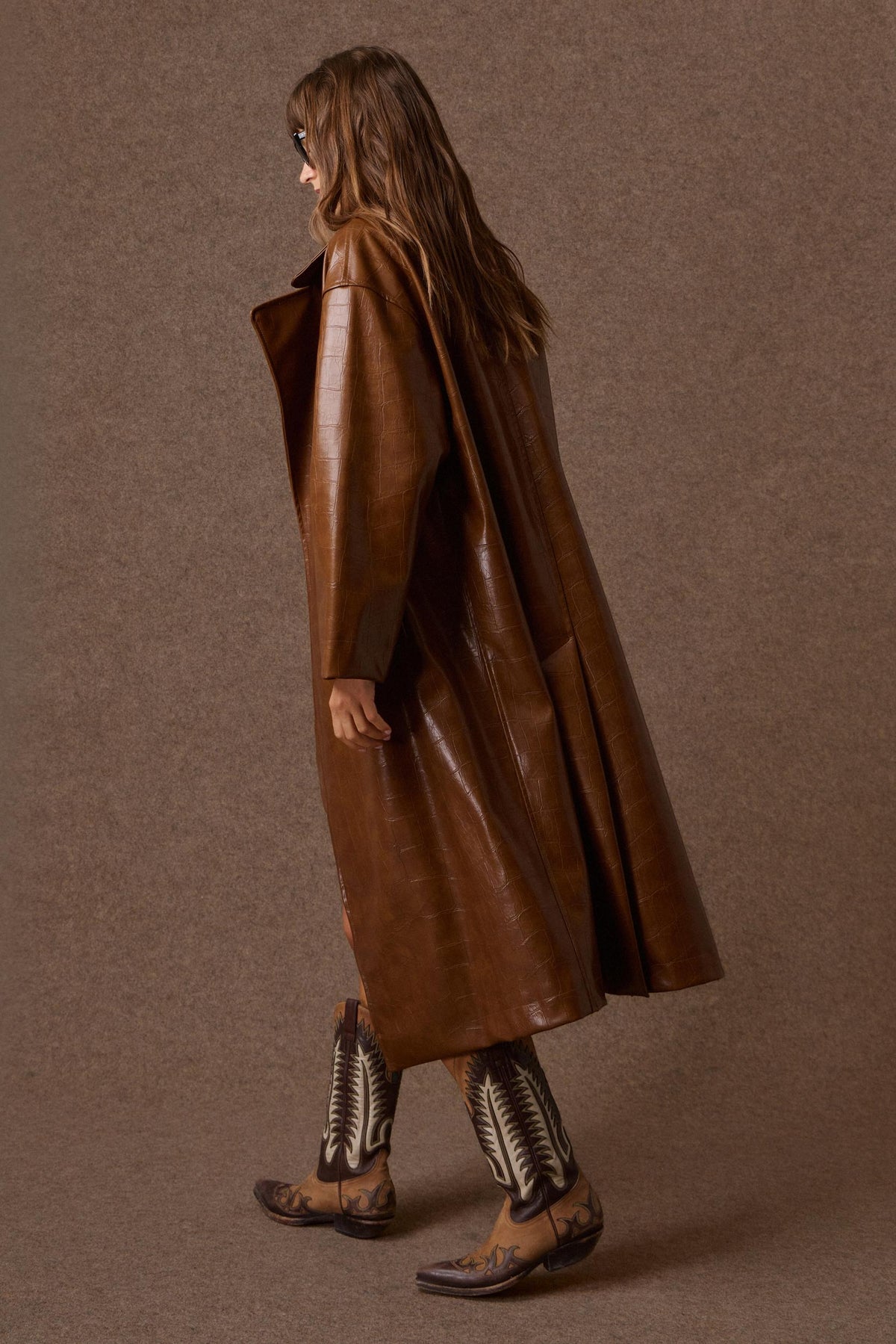 'NORMA' OVERSIZED ΜΑΚΡΥ ΠΑΛΤΟ ΜΕ ΚΡΟΚΟ ΥΦΗ (CARAMEL) MAMOUSH