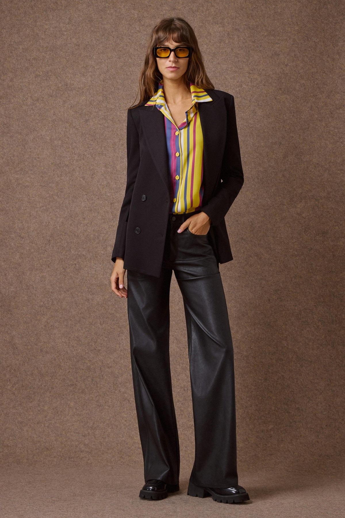 'DIONE' ΠΑΝΤΕΛΟΝΙ ΜΕ ΥΦΗ LEATHER-LOOK (BLACK) MAMOUSH
