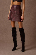 'IOLI' ΜΙΝΙ ΦΟΥΣΤΑ ΜΕ ΚΡΟΚΟ ΥΦΗ (BURGUNDY/ANIMAL PRINT) MAMOUSH