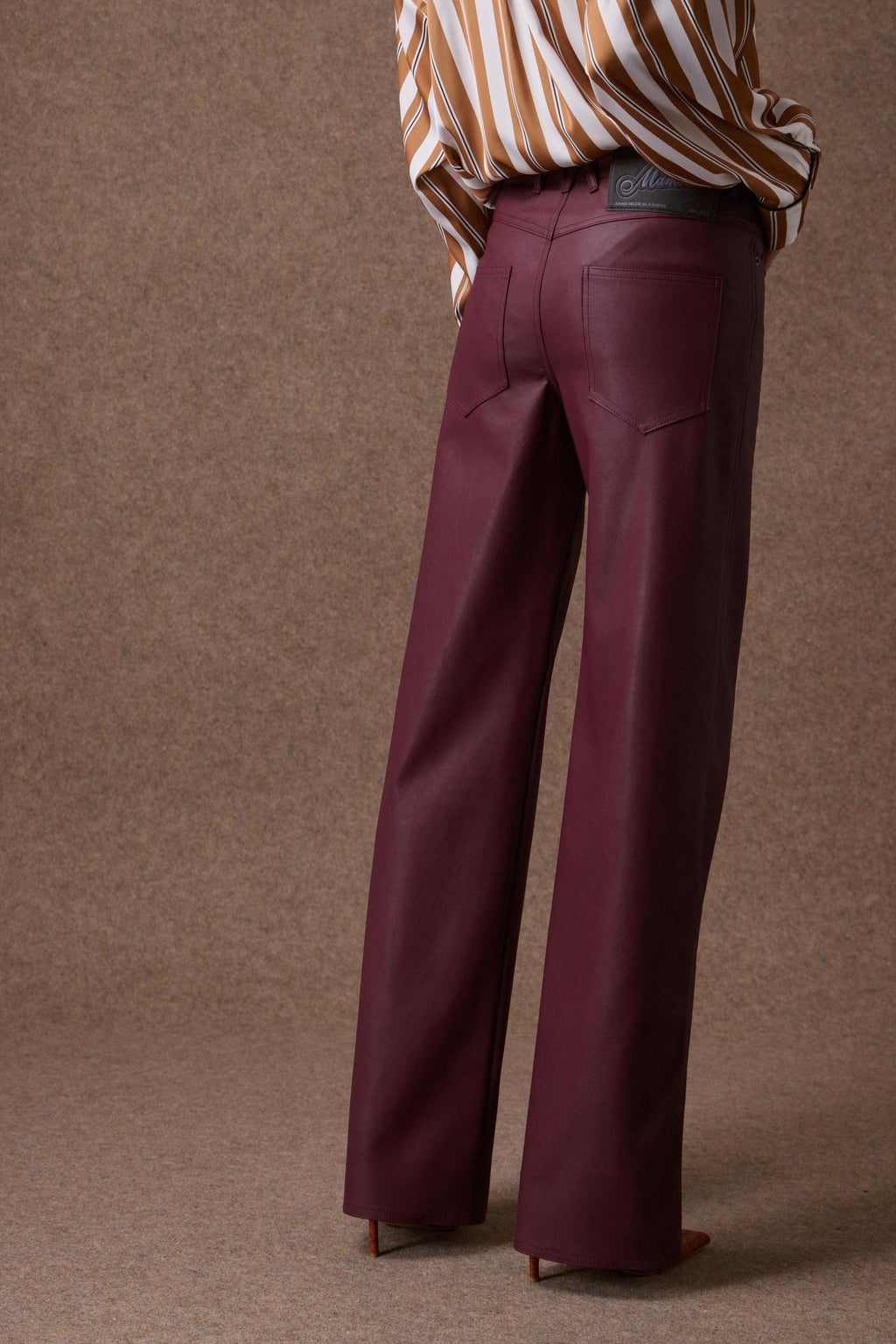 'DIONE' ΠΑΝΤΕΛΟΝΙ ΜΕ ΥΦΗ LEATHER-LOOK (BURGUNDY) MAMOUSH