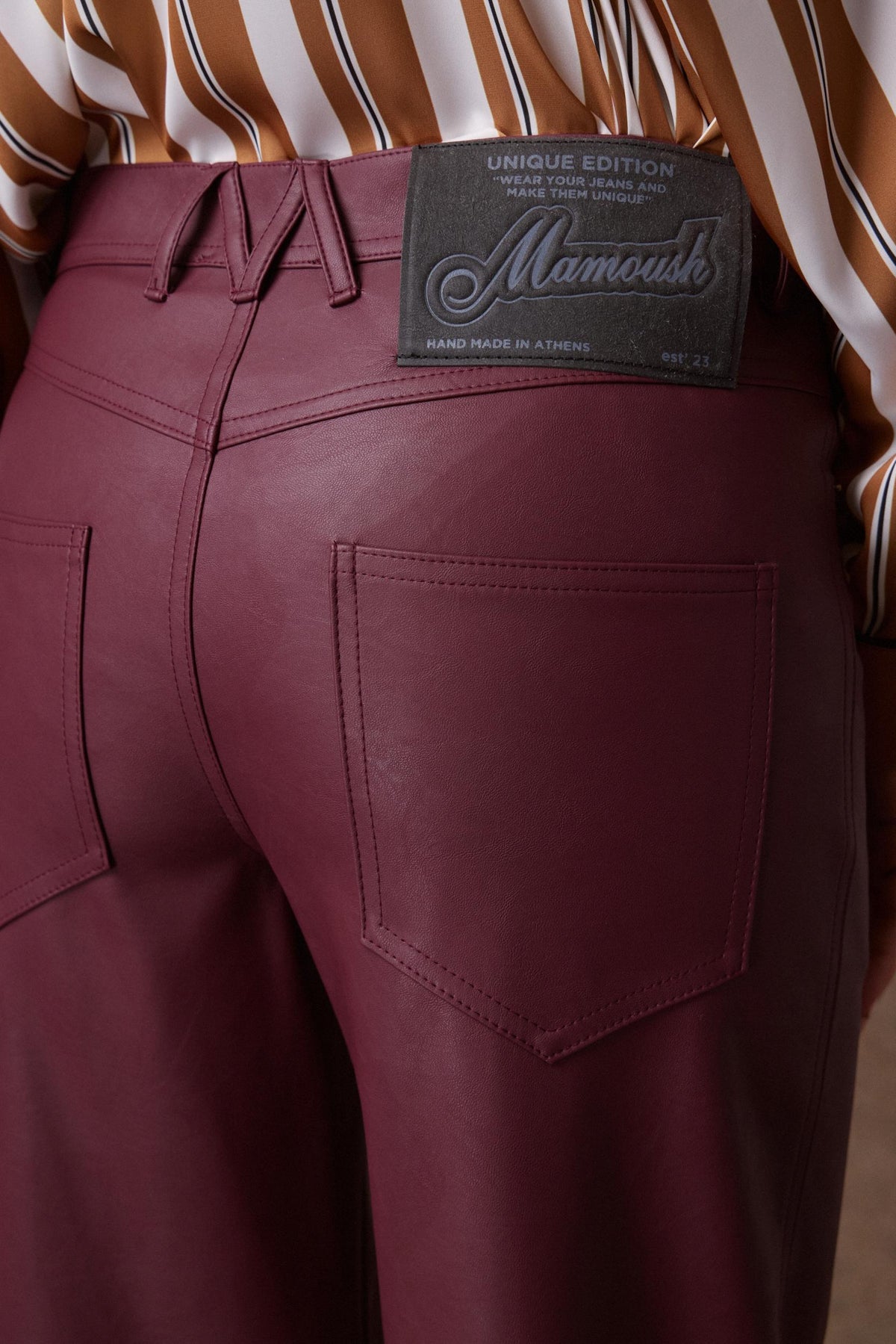'DIONE' ΠΑΝΤΕΛΟΝΙ ΜΕ ΥΦΗ LEATHER-LOOK (BURGUNDY) MAMOUSH