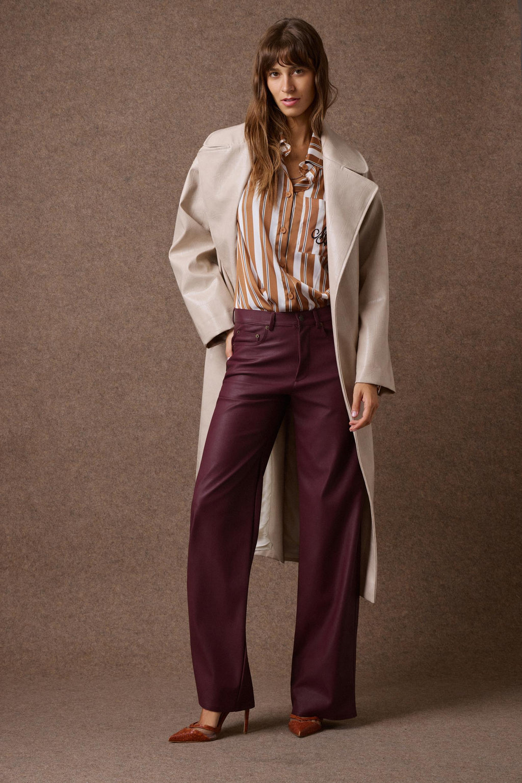 'DIONE' ΠΑΝΤΕΛΟΝΙ ΜΕ ΥΦΗ LEATHER-LOOK (BURGUNDY) MAMOUSH