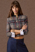 'ALEXIA' ΚΟΝΤΟ ΚΑΡΟ ΣΑΚΑΚΙ (GRAY PLAID)  MAMOUSH