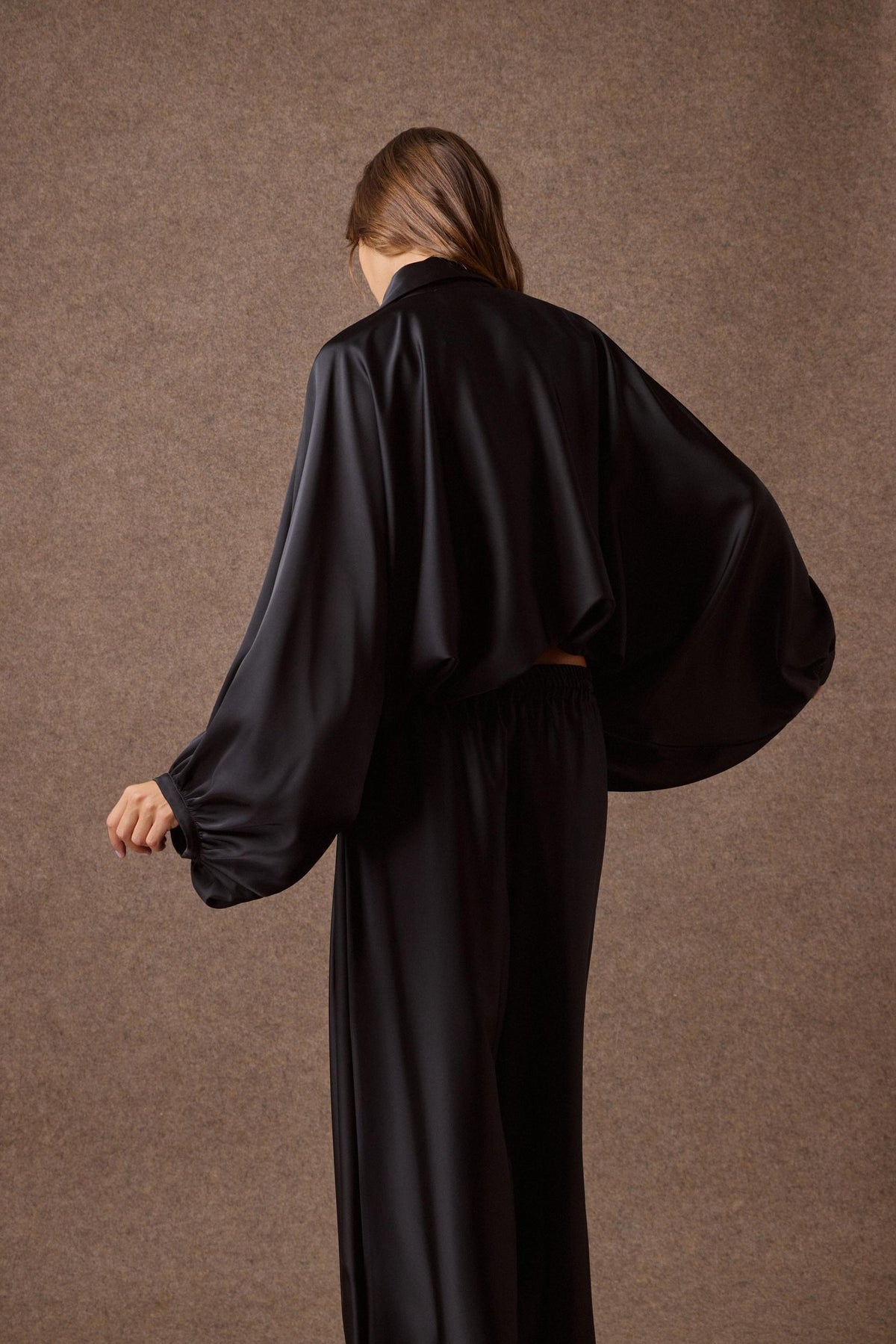 'SABRINA' ΣΑΤΕΝ ΠΑΝΤΕΛΟΝΙ ΣΑΛΒΑΡΙ (BLACK) MAMOUSH