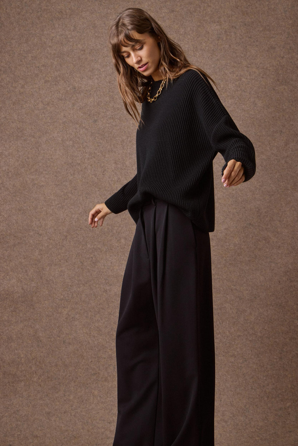 'KAIA' ΠΛΕΚΤΗ ΜΠΛΟΥΖΑ ((BLACK)) MAMOUSH