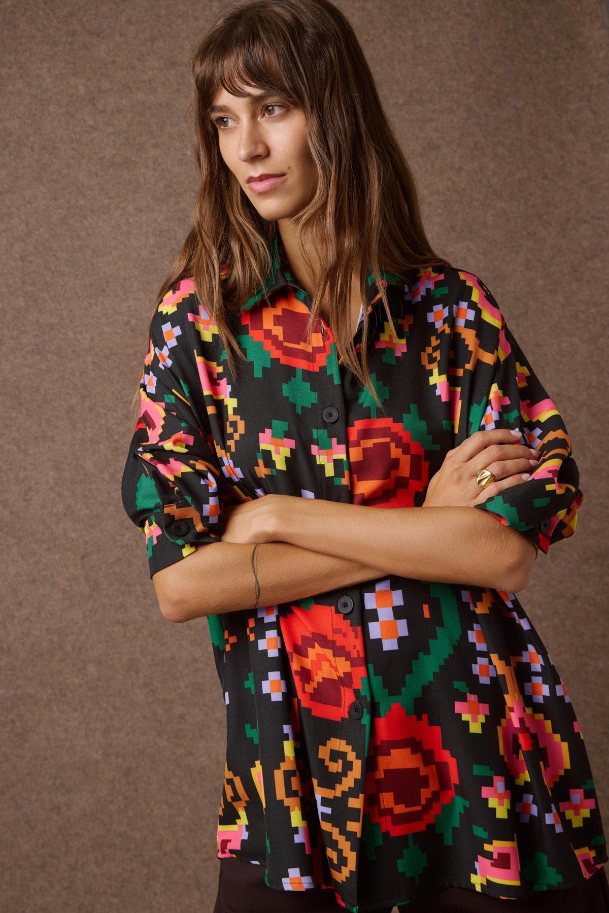 'BENNA' OVERSIZED ΠΟΥΚΑΜΙΣΟ ΜΕ PIXEL PRINTOUSH MAMOUSH