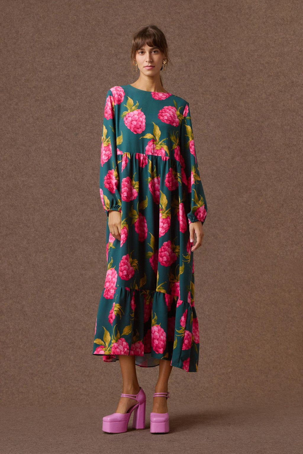 'CLAIRE' ΜΑΞΙ ΦΟΡΕΜΑ (RASPBERRY PRINT) MAMOUSH