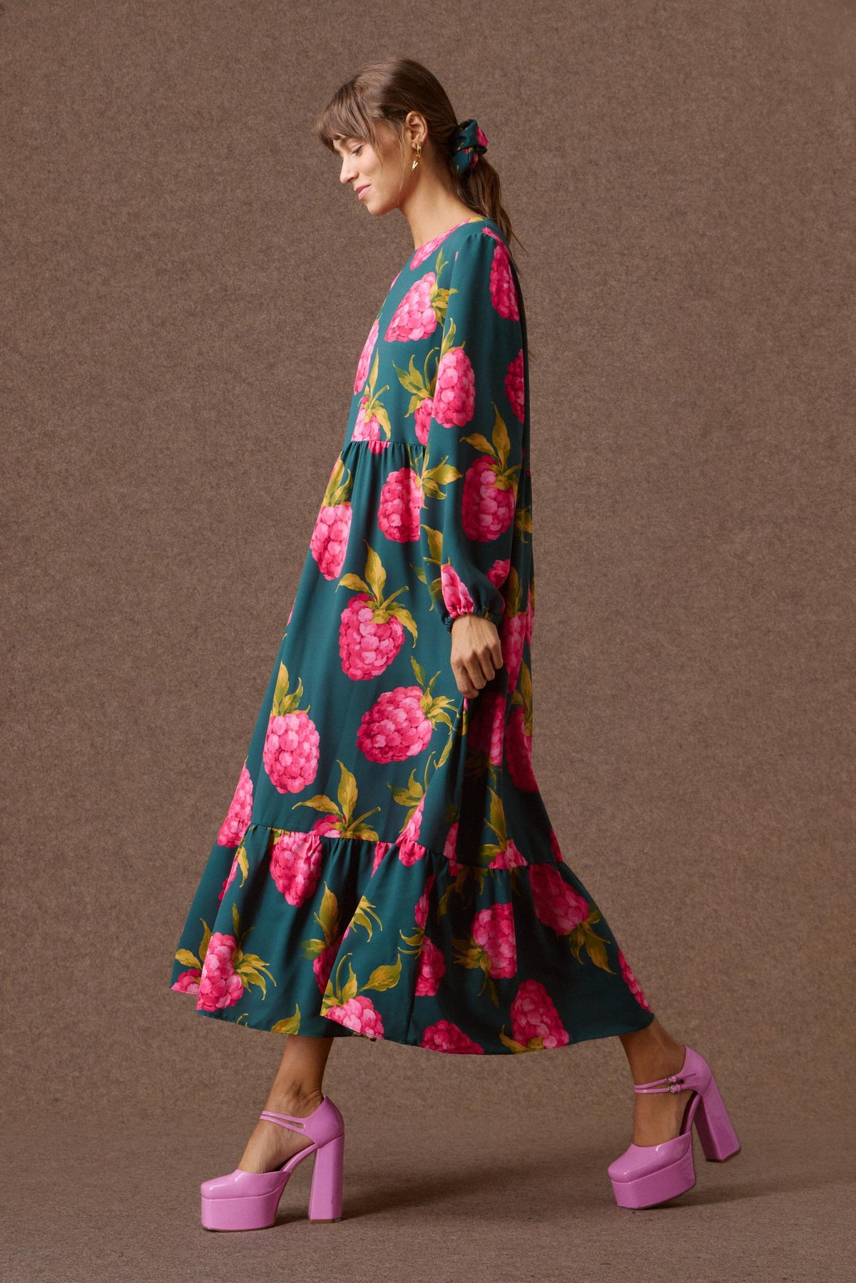 'CLAIRE' ΜΑΞΙ ΦΟΡΕΜΑ (RASPBERRY PRINT) MAMOUSH