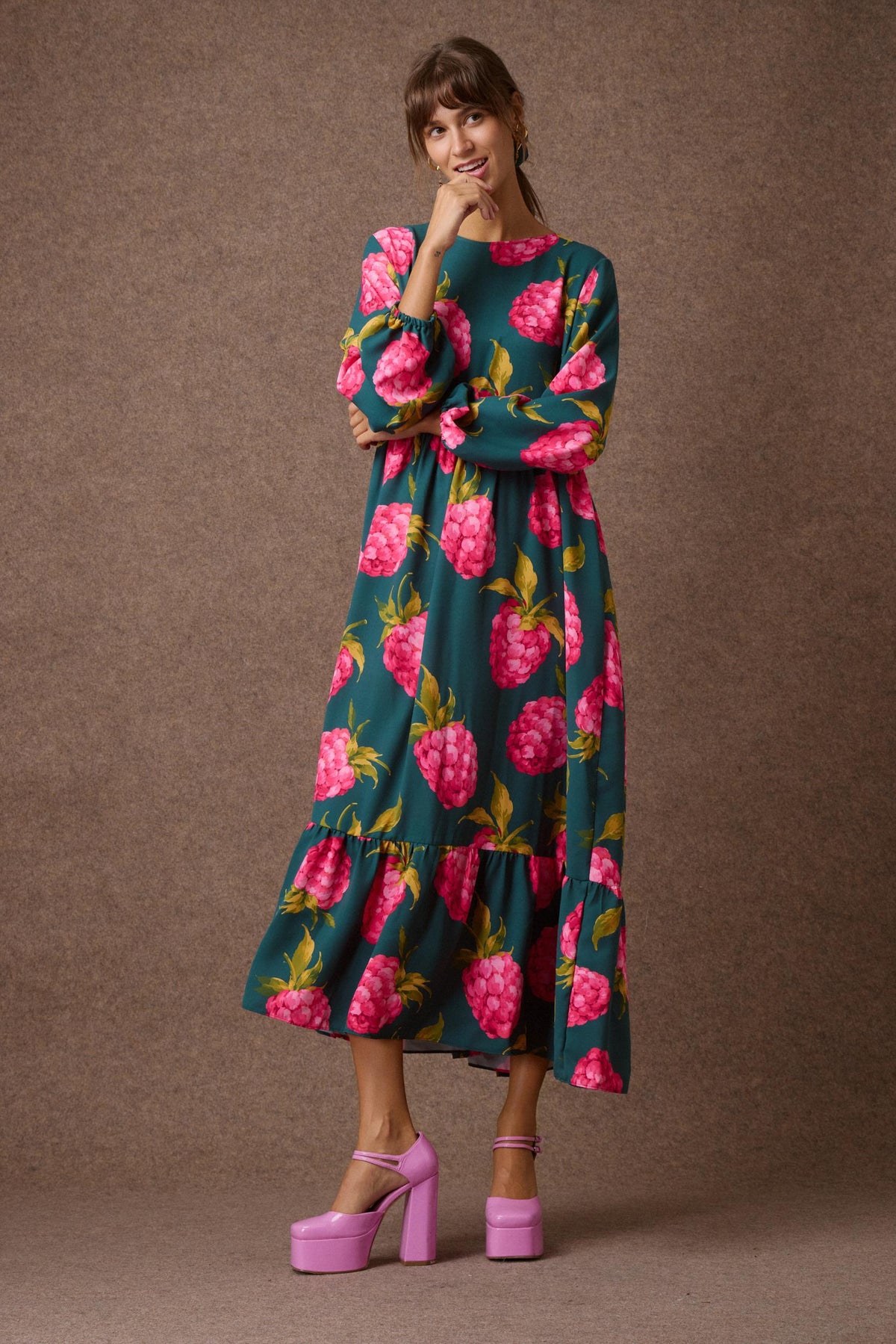 'CLAIRE' ΜΑΞΙ ΦΟΡΕΜΑ (RASPBERRY PRINT) MAMOUSH