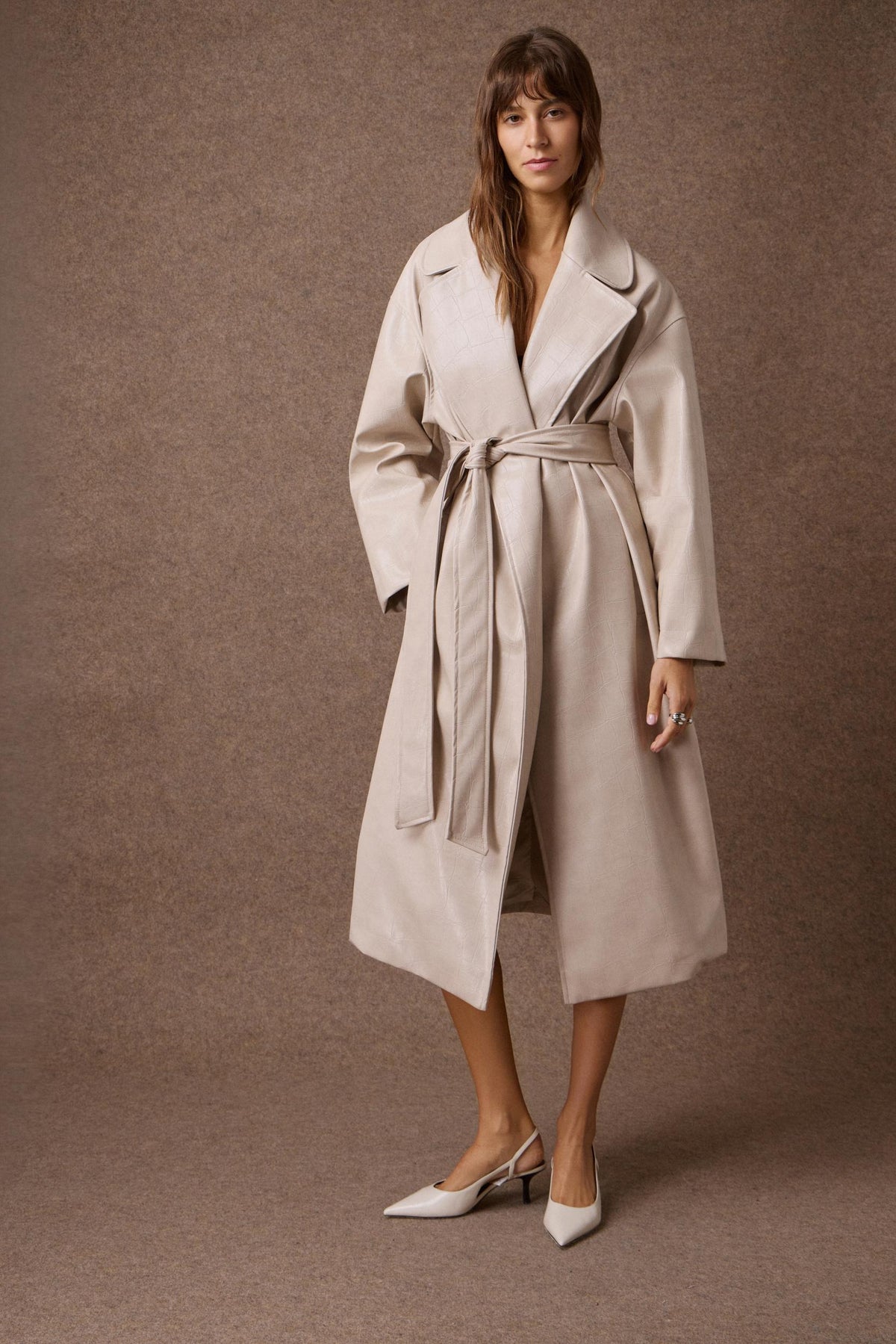 'NORMA' OVERSIZED ΜΑΚΡΥ ΠΑΛΤΟ ΜΕ ΚΡΟΚΟ ΥΦΗ (ICE WHITE) MAMOUSH