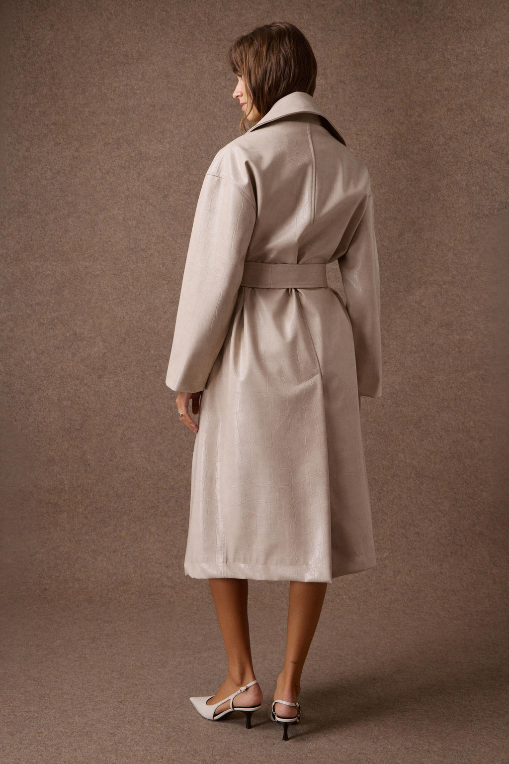 'NORMA' OVERSIZED ΜΑΚΡΥ ΠΑΛΤΟ ΜΕ ΚΡΟΚΟ ΥΦΗ (ICE WHITE) MAMOUSH