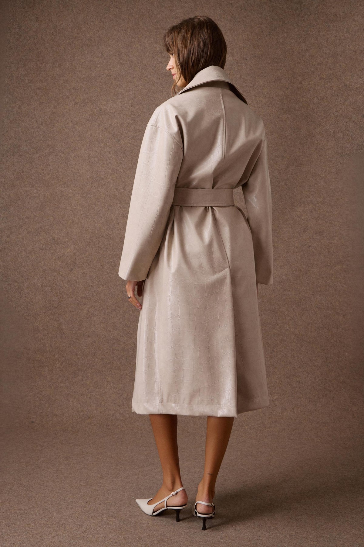 'NORMA' OVERSIZED ΜΑΚΡΥ ΠΑΛΤΟ ΜΕ ΚΡΟΚΟ ΥΦΗ (ICE WHITE) MAMOUSH