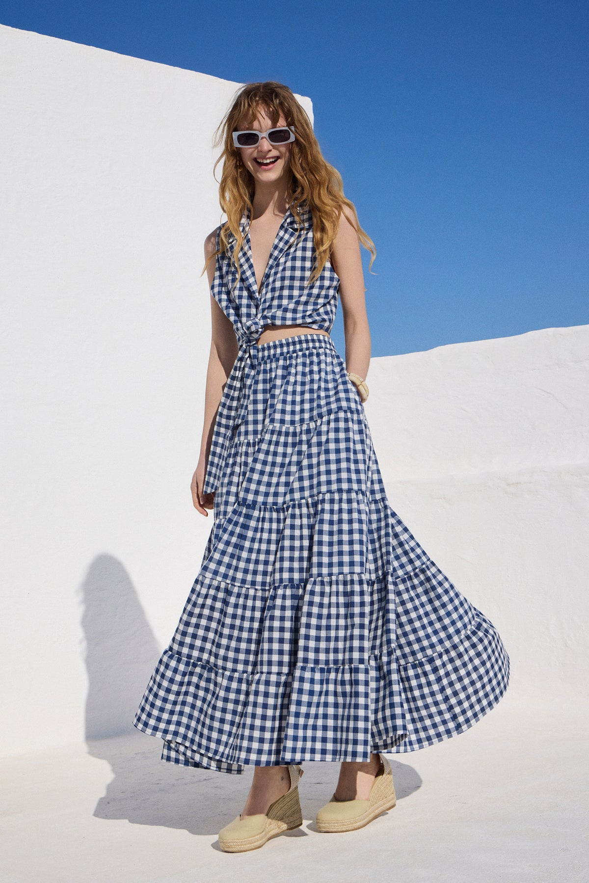'KLEIO' ΜΙΝΤΙ ΦΟΥΣΤΑ ΜΕ ΛΑΣΤΙΧΟ (BLUE/CHECKERED) MAMOUSH