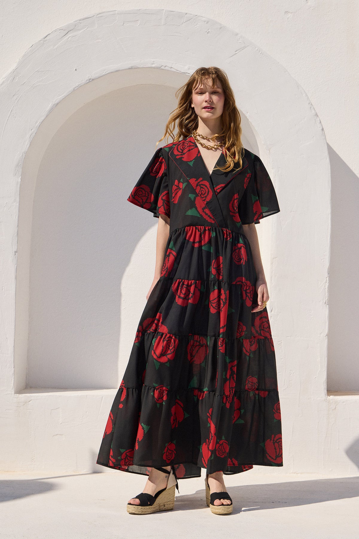 'VANESSA' ΜΙΝΤΙ ΦΟΡΕΜΑ (BLACK ROSES) MAMOUSH