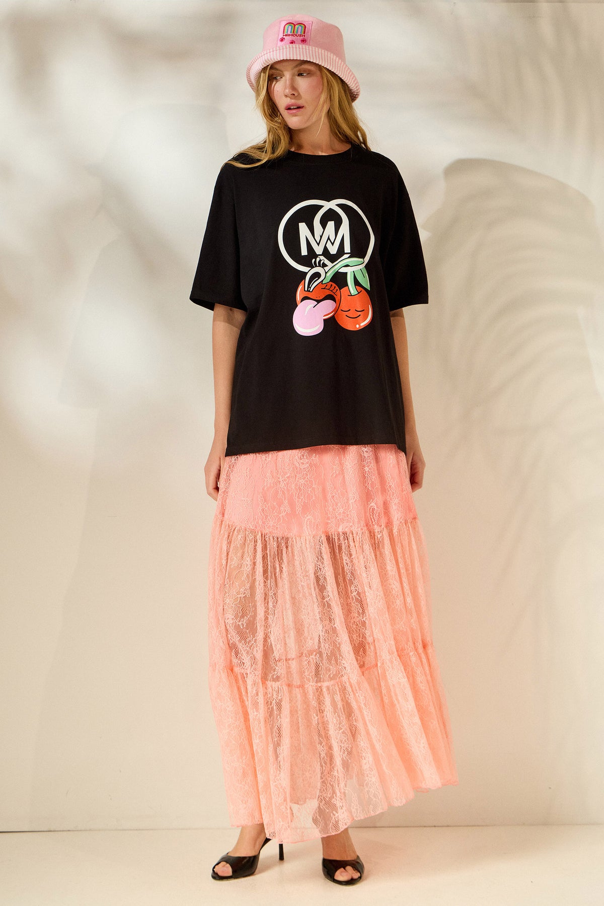 'CHERRY' OVERSIZED TEES (BLACK) MAMOUSH