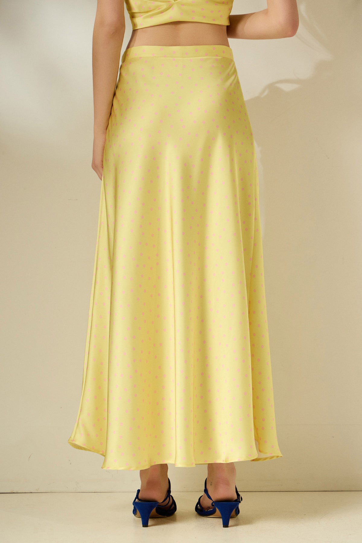 'DAPHNE' ΣΑΤΕΝ ΦΟΥΣΤΑ (PASTEL YELLOW/POLKA DOT) MAMOUSH