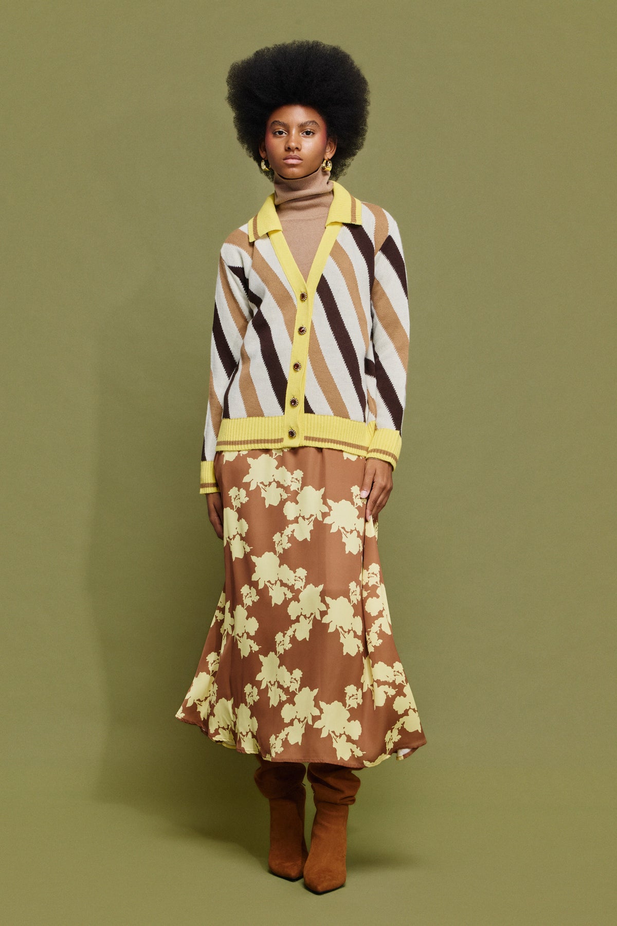 ‘ATHENA’ ΡΙΓΕ ΠΛΕΚΤΗ ΖΑΚΕΤΑ (YELLOW/CHOCOLA) MAMOUSH