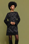 ELLIANA' ΜΙΝΙ ΦΟΡΕΜΑ ΑΠΟ ΔΑΝΤΕΛΑ ΜΕ ΒΕΛΟΥΔΟ (BLACK) MAMOUSH
