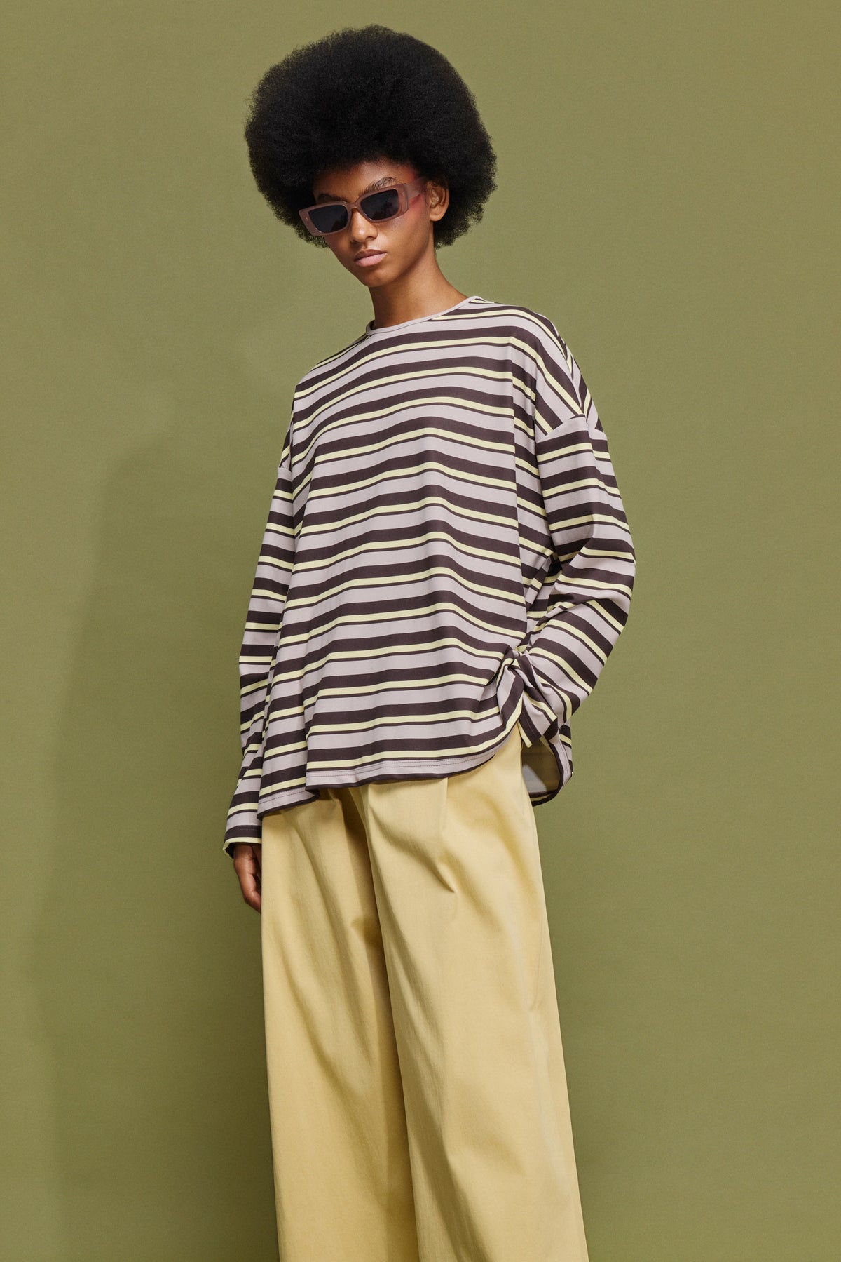 ΜΑΡΥ' OVERSIZED ΡΙΓΕ ΜΠΛΟΥΖΑ (LIGHT YELLOW/CHOKOLA) MAMOUSH
