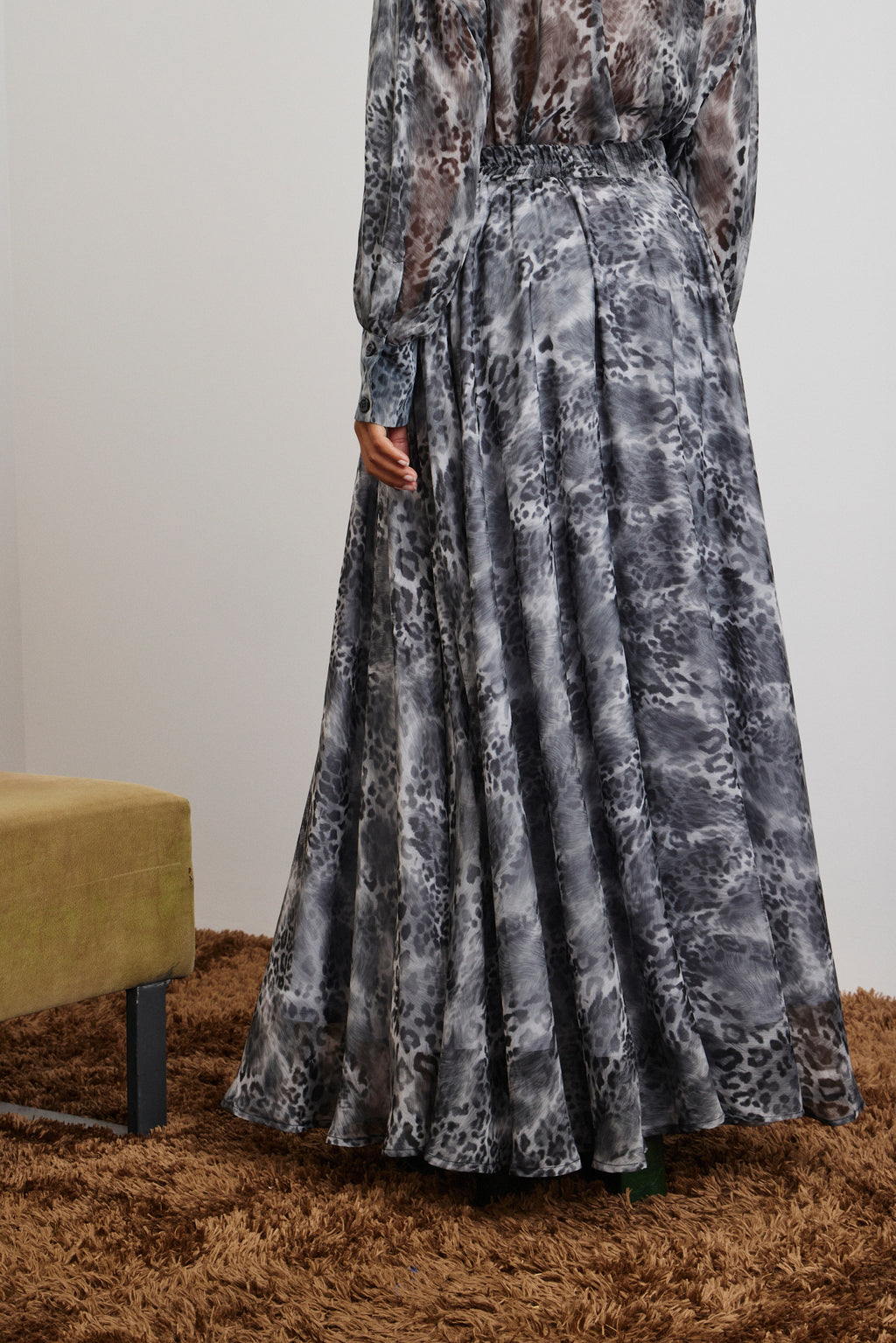 'DANAI' ΜΑΚΡΙΑ ΦΟΥΣΤΑ ΜΕ ΛΑΣΤΙΧΟ (GRAY/ANIMAL PRINT) MAMOUSH
