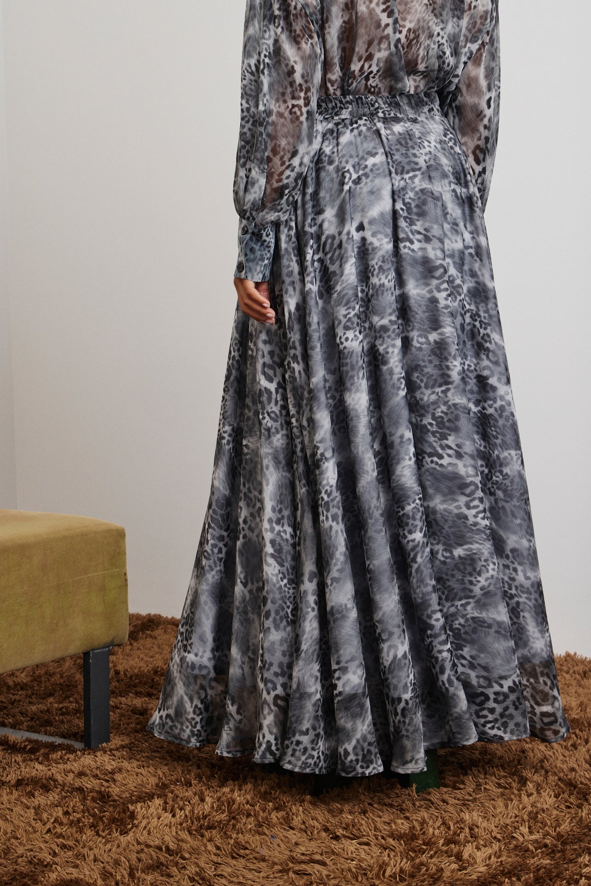 'DANAI' ΜΑΚΡΙΑ ΦΟΥΣΤΑ ΜΕ ΛΑΣΤΙΧΟ (GRAY/ANIMAL PRINT) MAMOUSH