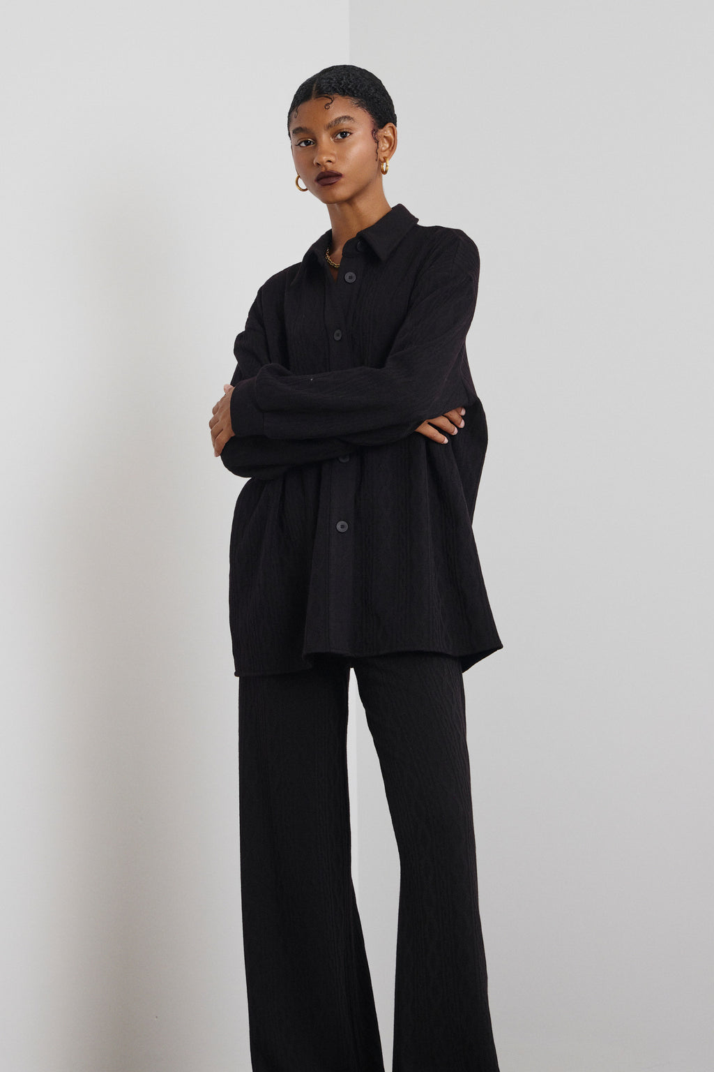 AMELIA OVERSIZED ΠΛΕΚΤΟ ΠΟΥΚΑΜΙΣΟ (BLACK) MAMOUSH