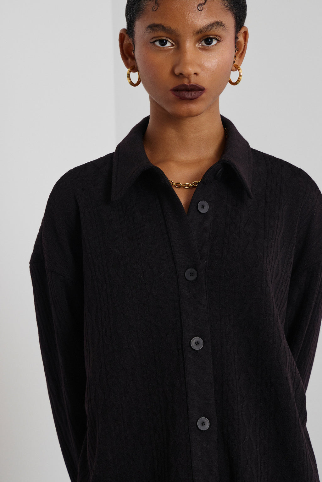 AMELIA OVERSIZED ΠΛΕΚΤΟ ΠΟΥΚΑΜΙΣΟ (BLACK) MAMOUSH