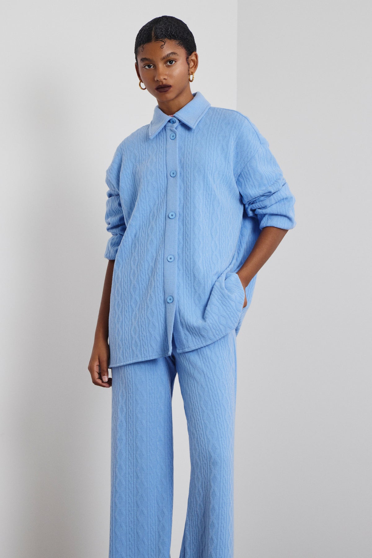 AMELIA OVERSIZED ΠΛΕΚΤΟ ΠΟΥΚΑΜΙΣΟ (LIGHT BLUE) MAMOUSH
