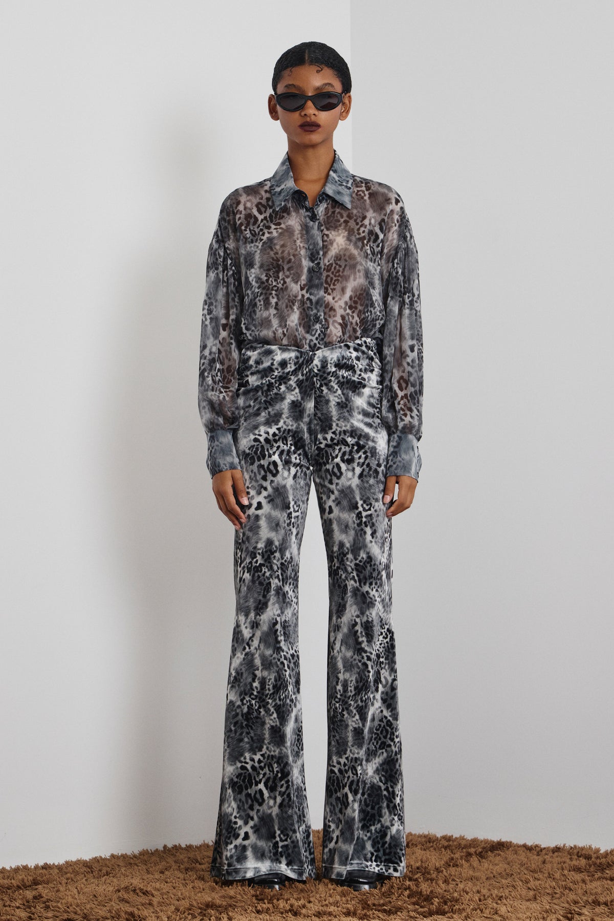 'REA' ΕΛΑΣΤΙΚΟ ΠΑΝΤΕΛΟΝΙ ANIMAL PRINT (GRAY) MAMOUSH